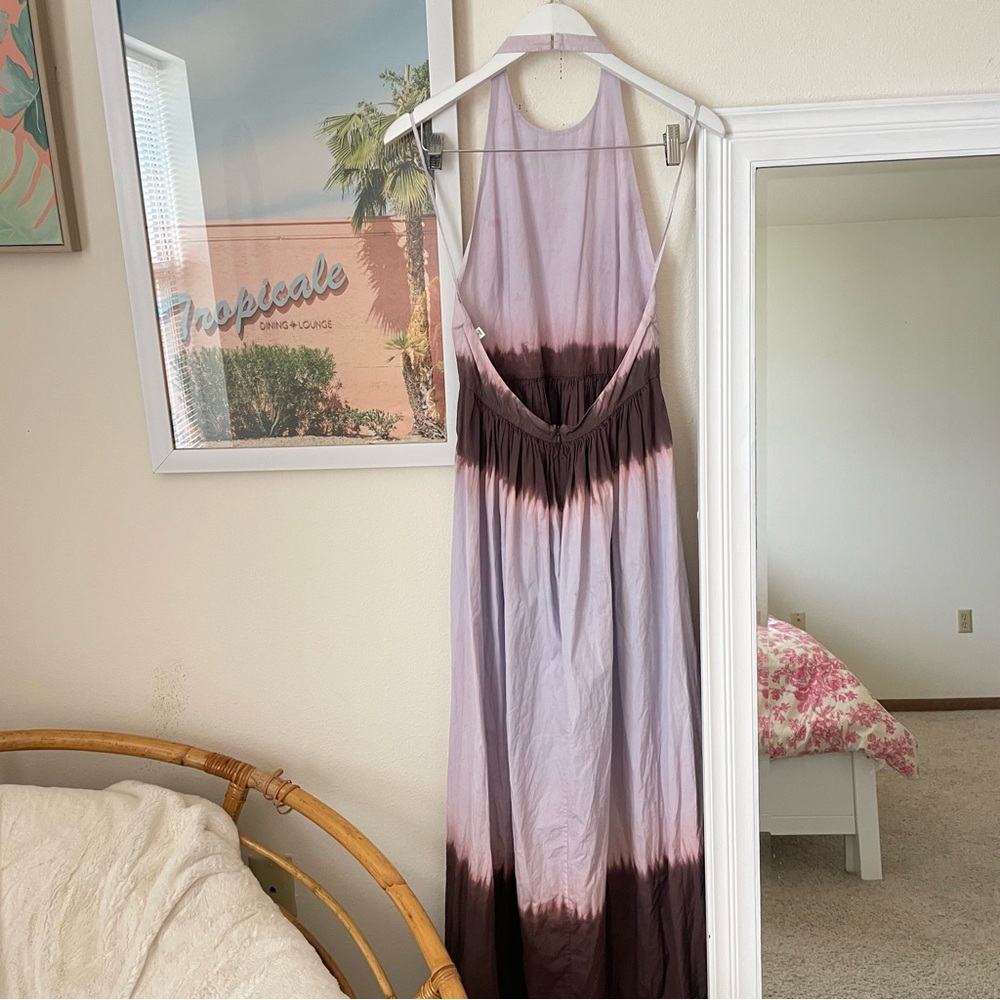 A.L.C. Light Blue and Dark Brown Tie-Dye Halter Maxi Dress - Picture 9 of 9